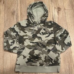 Champion Men's Green Camouflage Hoodie